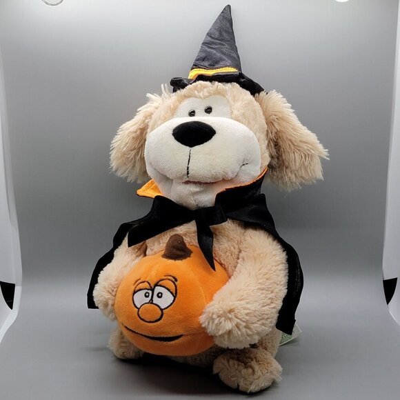 Sound N Light Animatronics Puppy Holding Pumpkin Sings "Witch Doctor" Halloween - Picture 1 of 11